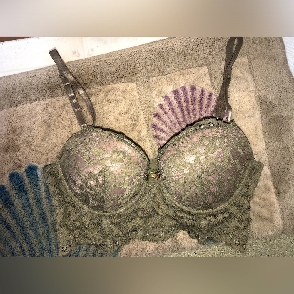 Daisy Fuentes Green Push Up Lace Bralette Size 34B